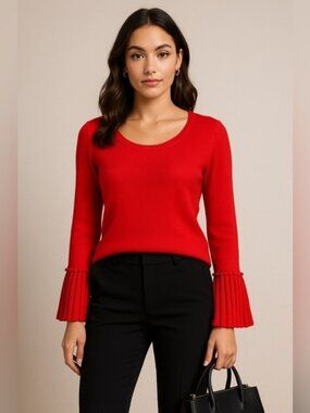 Romantic Red Bell Sleeve Sweater – Quiet Luxury‎ Desk to Dinner Winter Style M